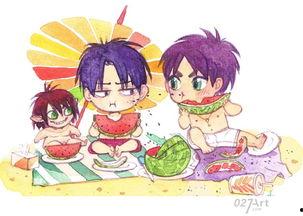 夏天吃瓜主题画,缤纷水果绘就清凉画卷